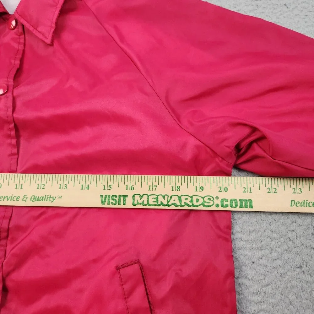 Vintage Weather Breaker Jacket Womens Small Pink Lined Coach Snap Front Packable